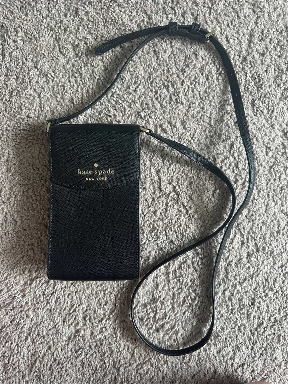 Kate Spade Black Leather Crossbody Phone Pouch